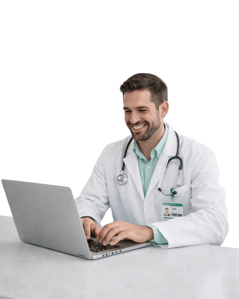 Nutricionista trabalhando no computador